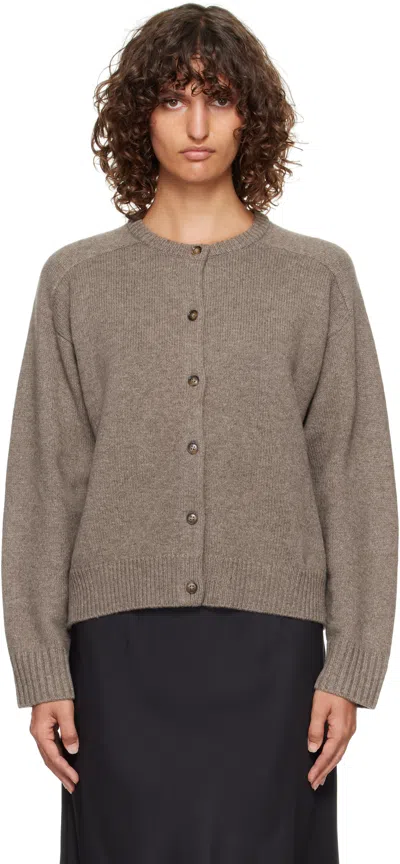 Loulou De Saison Taupe Aidar Lds Cashmere Blend Cardigan In Brown
