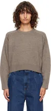 Loulou De Saison Taupe Bruzzi Lds Boxy Cashmere Sweater In Gray