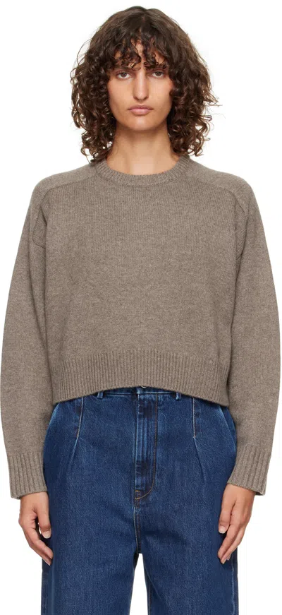 Loulou De Saison Taupe Bruzzi Lds Boxy Cashmere Sweater In Gray