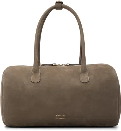 Loulou De Saison Taupe Claus Cylindric Leather Bag In Brown