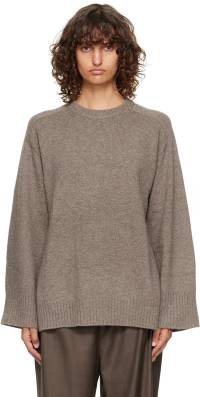 Loulou De Saison Taupe Safi Lds Cashmere Blend Sweater In Gray
