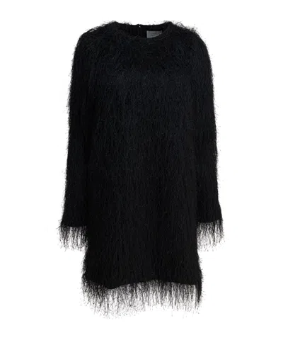 Loulou De Saison Tina Fringed Dress In Black