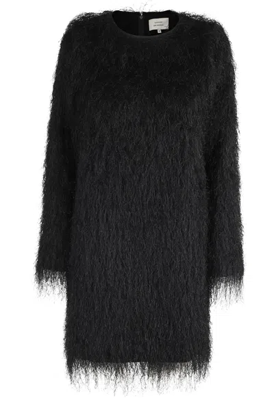 Loulou De Saison Tina Longsleeve Mini Dress In Black