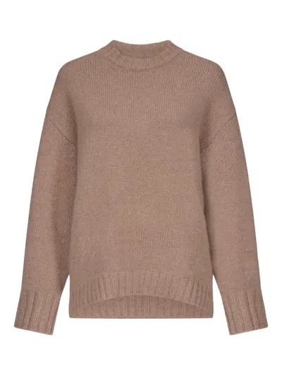 Loulou De Saison Tino Crew Neck Sweater In Brown