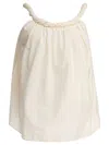 Loulou De Saison Gathered Beige Top With Braided Strap And Flowing Silhouette In Neutral