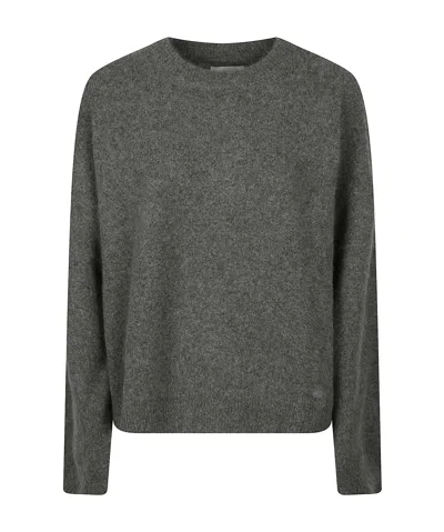 Loulou De Saison Tristan Lds Round Neck Sweater In Gray