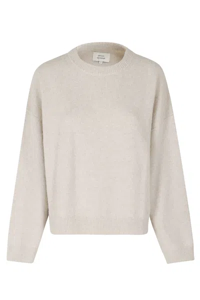 Loulou De Saison Tristan Stone Melange Wool-yak Boxy Crewneck Sweater In Neutral