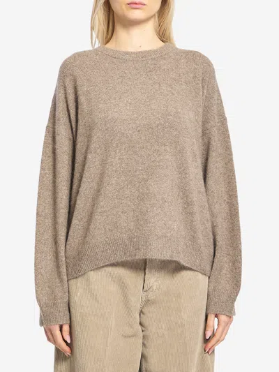 Loulou De Saison Tristan Crew-neck Sweater In Brown