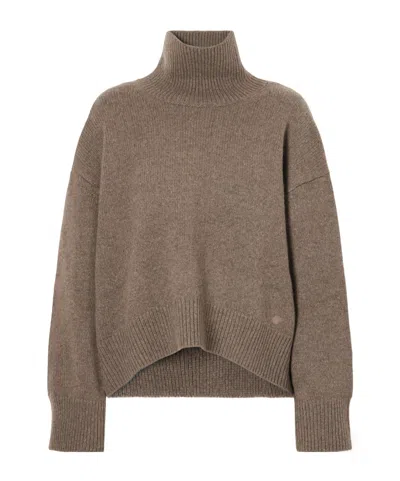 Loulou De Saison Taupe Jonah Dense Cashmere Turtleneck Sweater In Brown