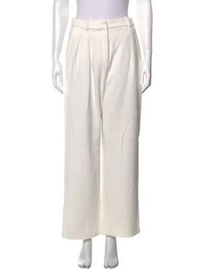 Pre-owned Loulou De Saison Tweed Pattern Wide Leg Pants In White