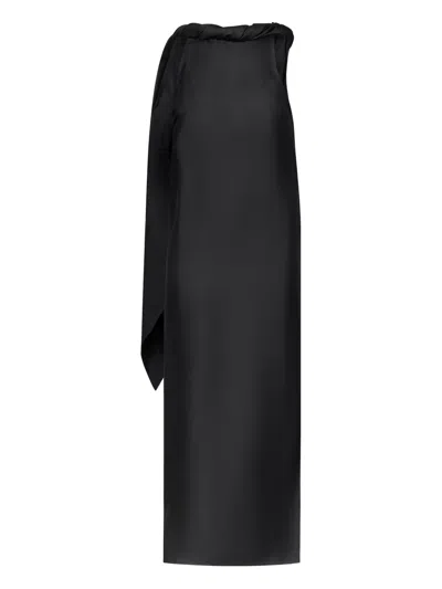 Loulou De Saison Black Susan Twisted Collar Maxi Dress