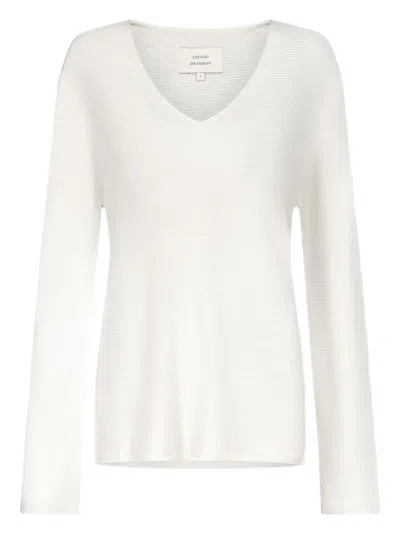 Loulou De Saison V-neck Long-sleeve Sweater In Neutral