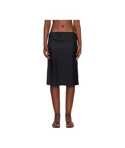 Loulou De Saison Vasali Silk Twill Midi Skirt In Black