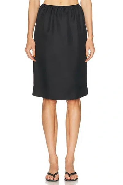 Loulou De Saison Vasali Straight Knee Length Elastic Waist Skirt In Black