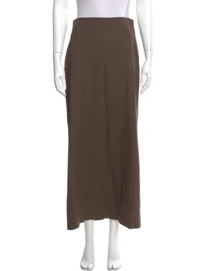 Pre-owned Loulou De Saison Virgin Wool Midi Length Skirt In Brown