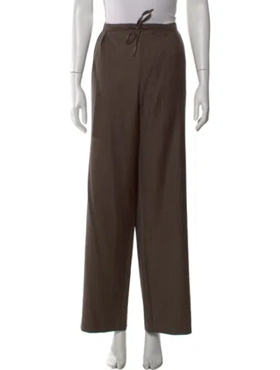 Pre-owned Loulou De Saison Virgin Wool Wide Leg Pants In Brown
