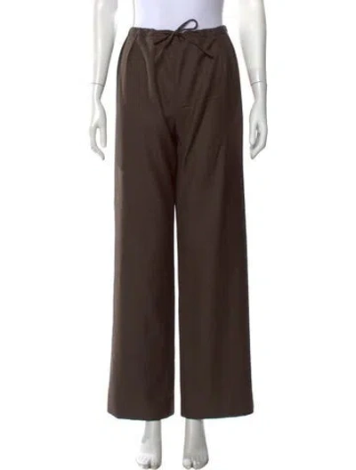 Pre-owned Loulou De Saison Virgin Wool Wide Leg Pants In Brown