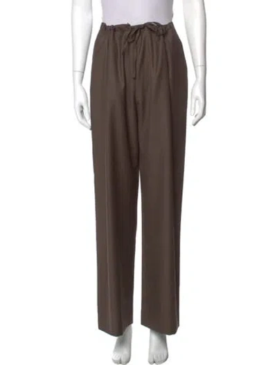 Pre-owned Loulou De Saison Virgin Wool Wide Leg Pants W/ Tags In Brown