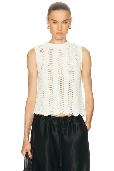 Loulou De Saison Vittoria Open Knit Cotton Sleeveless Sweater In White