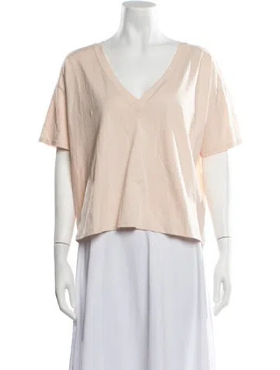 Pre-owned Loulou De Saison V-neck Short Sleeve T-shirt In Neutrals
