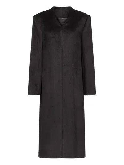 Loulou De Saison Voss V-neck Structured-shoulder Coat In Black