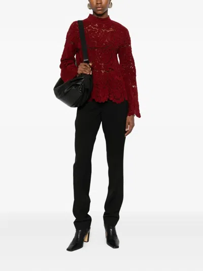 Loulou De Saison Wade Scalloped-lace Sweater In Red