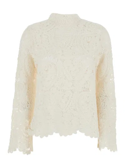 Loulou De Saison Wade Stand Collar Sweater In White