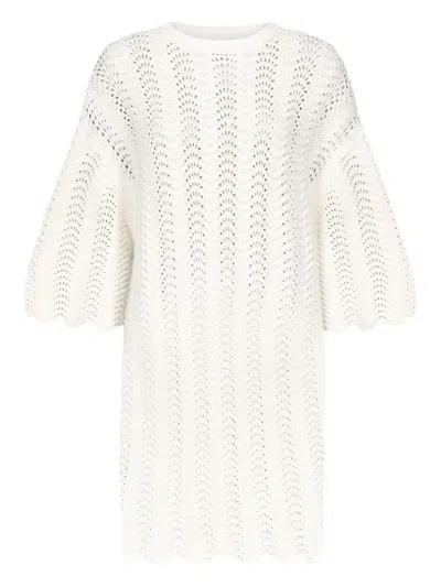 Loulou De Saison Wafa Crew-neck Midi Dress In White