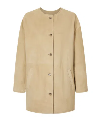 Loulou De Saison Waren Crew-neck Coat In Nude