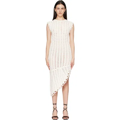 Loulou De Saison White Malena Ruffled Crochet Midi Dress In Neutral
