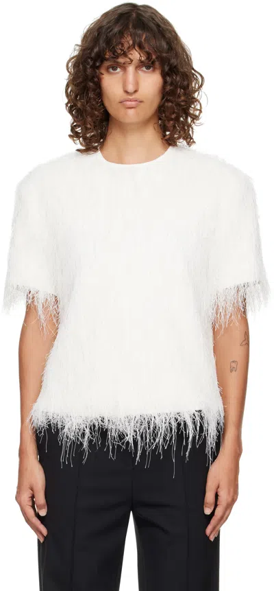 Loulou De Saison White Zaro Fringed Fabric T-shirt