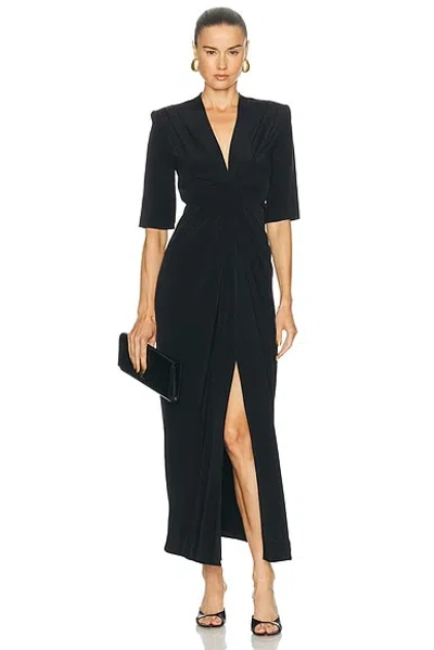 Loulou De Saison Willa Gathered-detailing Maxi Dress In Black