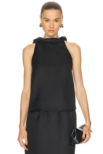 Loulou De Saison Wilma Twisted Collar Top In Black