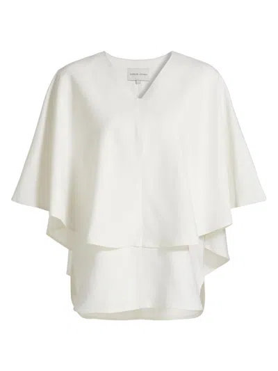 Loulou De Saison Arona Cape-effect Jacquard Blouse In Neutral