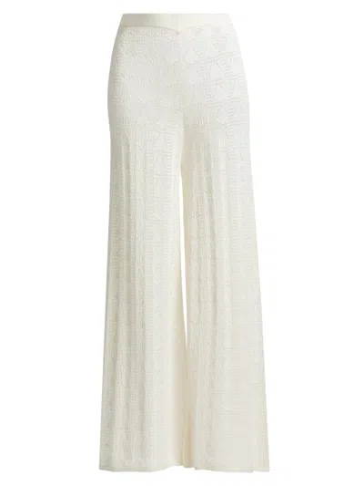 Loulou De Saison Women's Egeo Lace-knit Wide-leg Pants In White