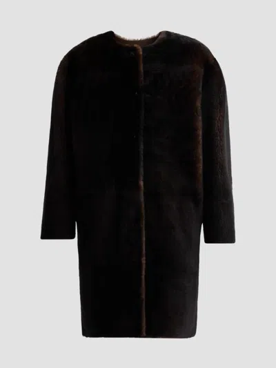Loulou De Saison Women's Elba Oval-shaped Shearling Coat In Brown