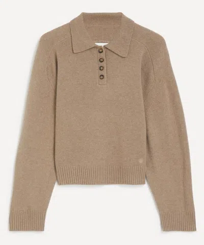 Loulou De Saison Taupe Homere Lds Cashmere Polo Sweater In Brown