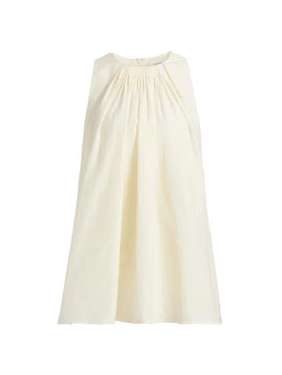 Loulou De Saison Women's Liao Cotton-silk Pleated Neckline Blouse In White