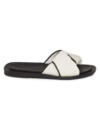 Loulou De Saison Noa Leather-trimmed Faille Slides In White