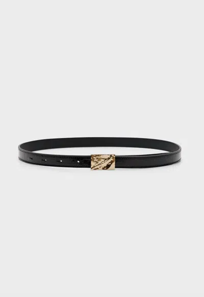 Loulou De Saison Women's Orja Leather Belt In Black In Orange