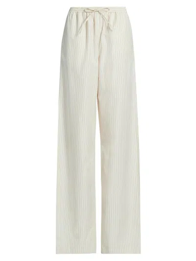Loulou De Saison Sero Striped Cotton-poplin Drawstring Pants In White