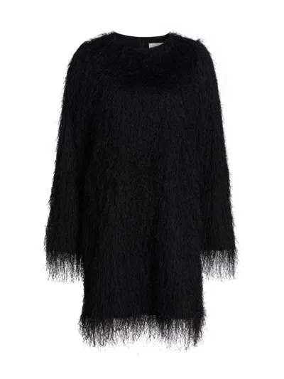 Loulou De Saison Women's Tina Eyelash Fringe Minidress In Black