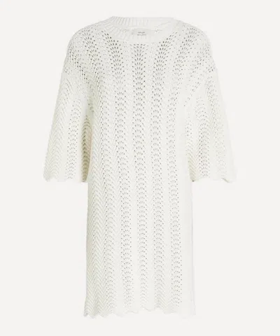 Loulou De Saison Wafa Ottoman Pointelle Sweater Dress In White