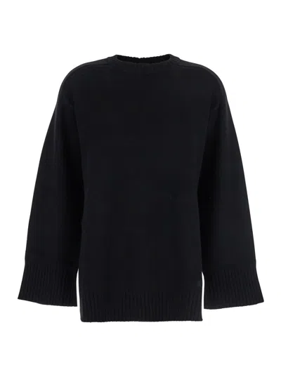 Loulou De Saison Wool And Cashmere Blend Crew Neck Sweater In Black