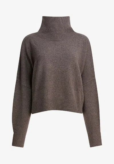 Loulou De Saison Wool High-neck Sweater In Brown