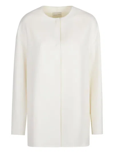 Loulou De Saison Wool Round-neck Coat In White