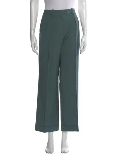 Pre-owned Loulou De Saison Wool Wide Leg Pants In Green