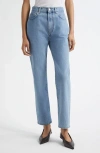 Loulou De Saison Wular Organic Cotton Straight Leg Jeans In Washed Light Blue