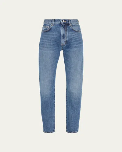Loulou De Saison Wular Straight-leg Ankle Denim Pants In Blue