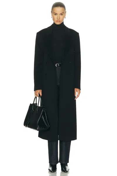 Loulou De Saison X Loro Piana Rosco Double Breasted Coat In Black